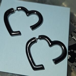 Black Heart Hoop Earrings